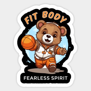 Cute baby bear playing basketball Sticker